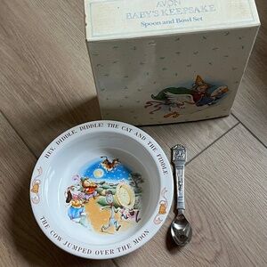 Avon Baby's Keepsake Spoon and Bowl Set Original Box Vintage 1984